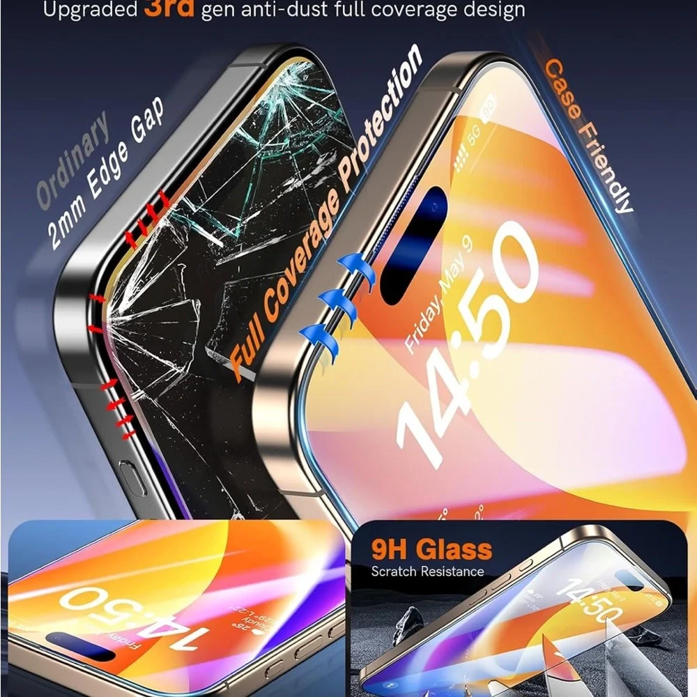 LK 3 Pack for iPhone 16 Pro Max Screen Protector, NEW